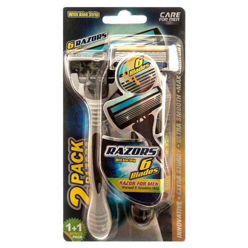 6-blade razors for men - with aloe strip -- 24 per box