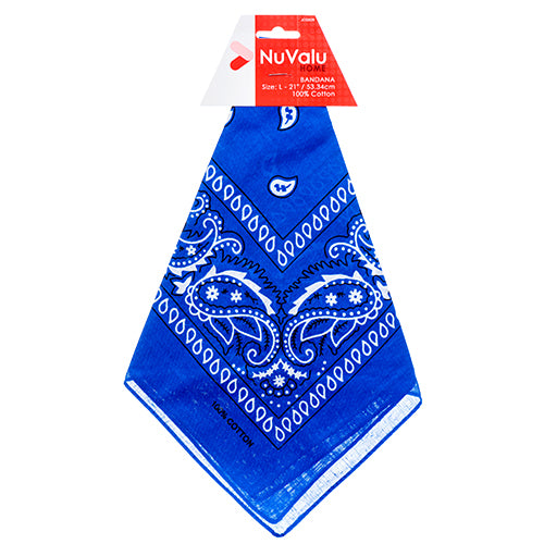 nuvalu bandanas - blue - 100% cotton - - 21 x 21 -- 12 per box