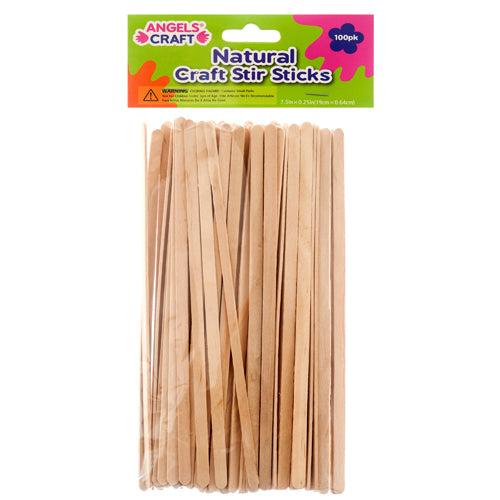 wood stick stirrers - 7.5 inch - natural color  -- 12 per box