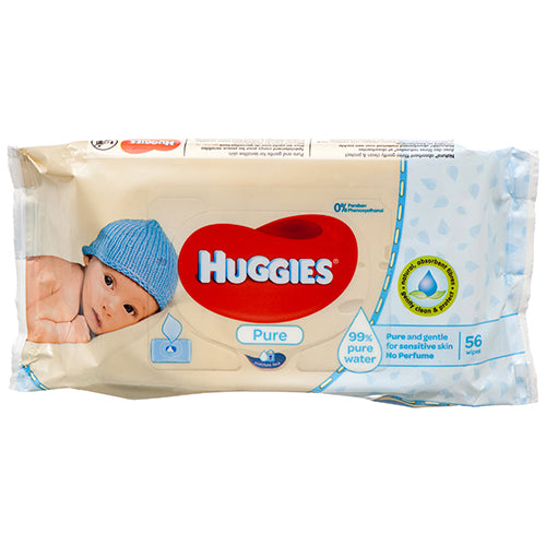 huggies baby wipes - 56ct pure & natural -- 10 per case