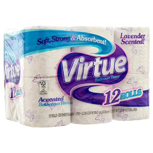 virtue bath tissue  225 count 2 ply lavender scent -- 4 per case