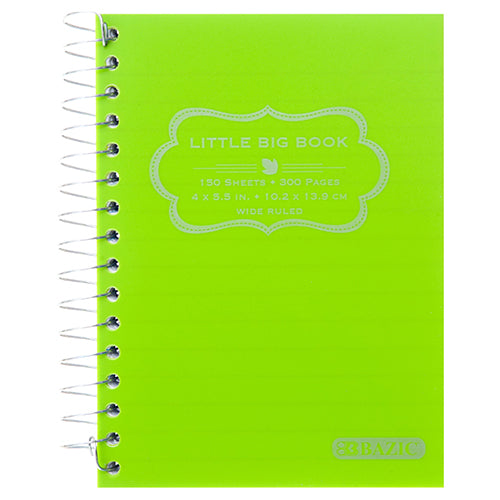 spiral notebooks - 150ct 4x5.5 poly design - assorted colors -- 48 per case