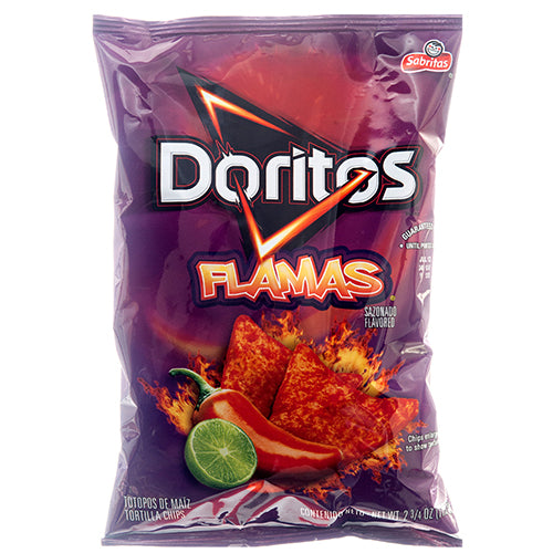 frito lay xvl doritos flamas tortilla chips 2.5 oz -- 24 per case