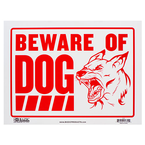 beware of dog sign 9x12 - durable #bazic  -- 24 per box