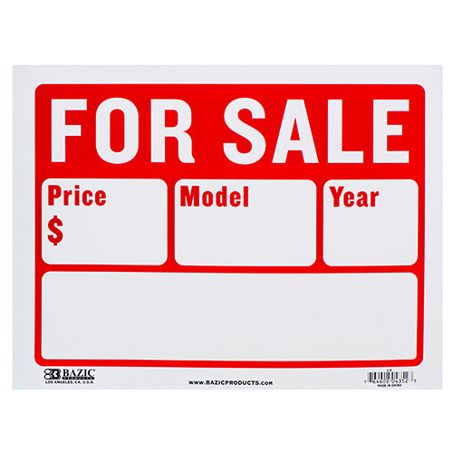 bazic  infor sale in signs - 12 x 16  -- 24 per box