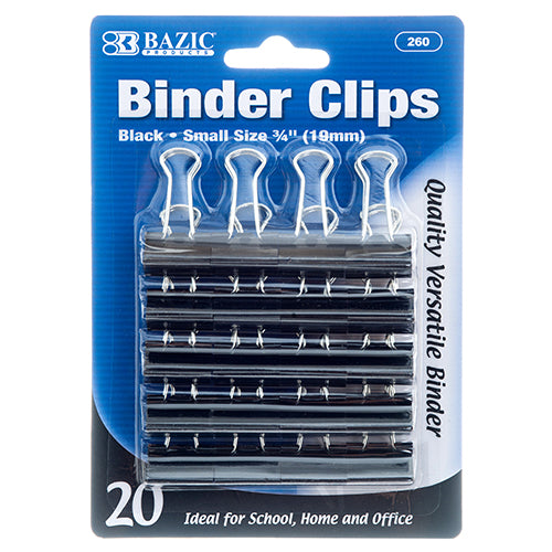 small black binder clips  - durable metal -- 24 per box