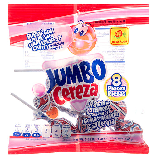 de la rosa jumbo cherry paletas - 8ct -- 24 per case