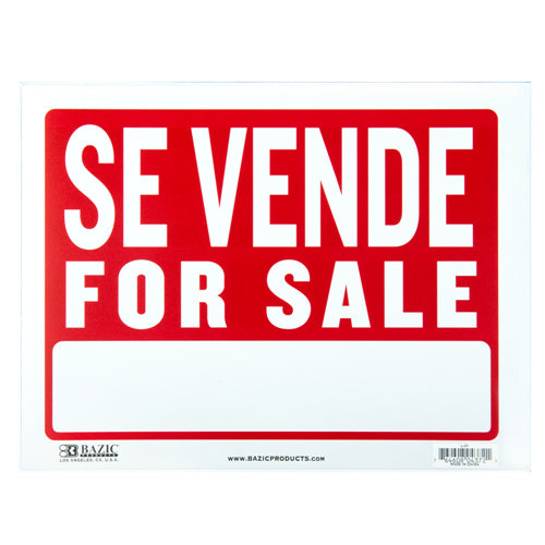 sign se vende for sale - 12 x 16 aluminum metal sign  -- 24 per box