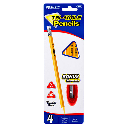 bazic triangle pencils + sharpener  -  -- 24 per box