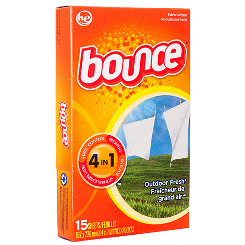 bounce dryer sheets - outdoor fresh - 15 sheets per pack -- 15 per case