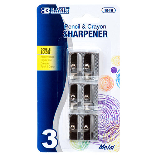 144 pack metal dual blade pencil sharpener - #bazic -- 24 per box