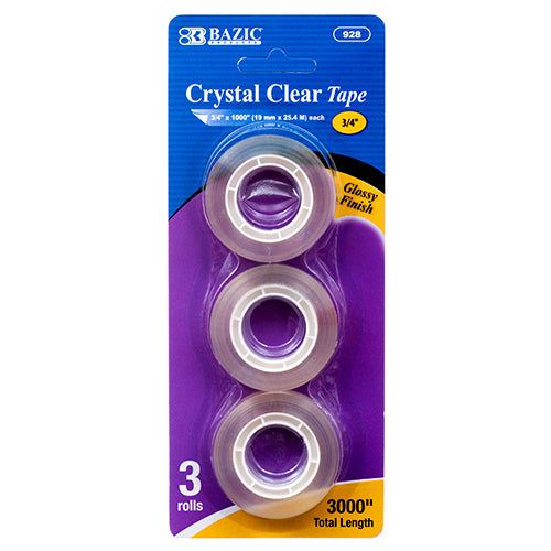 crystal clear tape refill - bazic - 144 pack -- 24 per box