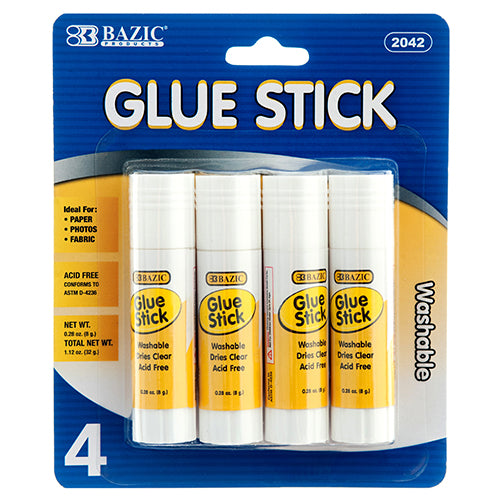 washable glue sticks 4 pack  - #2042 #bazic -- 24 per box