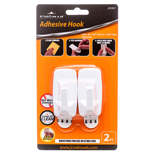 kingman adhesive hooks - 2pc - bulk 144 -- 24 per box