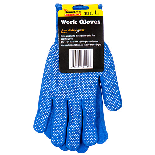 pvc dotted palm gloves - large - blue  -- 12 per box