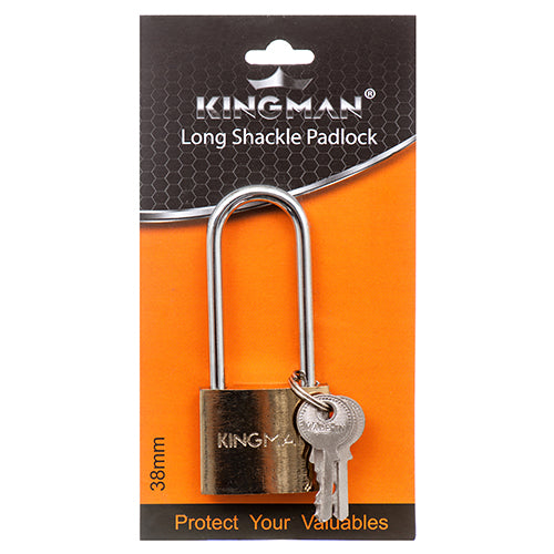 kingman brass padlocks - long shackle - 38mm  -- 12 per box