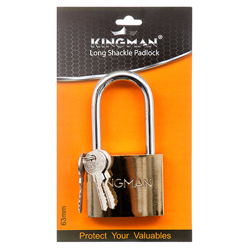 kingman brass padlock long shackle 63mm -- 12 per box