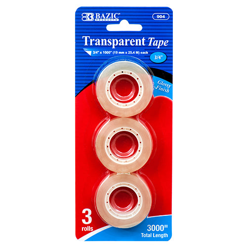 3/4 in x 1000' tape refill - 144 rolls - transparent -- 24 per box