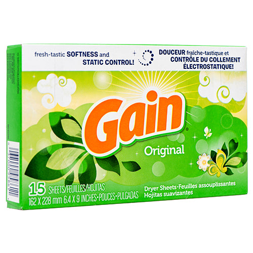 gain dryer sheets - 15 ct original - bulk pack -- 15 per case