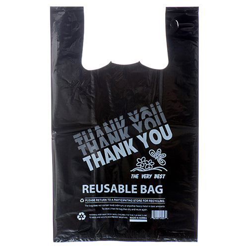 store supply shopping bags - thankyou reusable - black - 200 count -- 1 per case