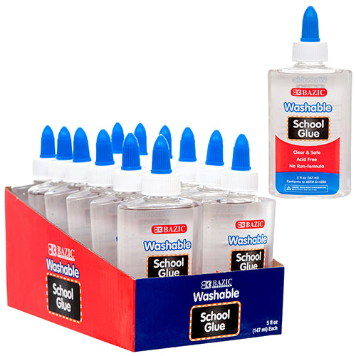 clear washable glue - 5 oz - 48 pack -  -- 48 per case