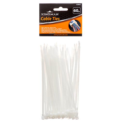 kingman cable ties 5.9x0.1 - 40lbs -  white -- 24 per box