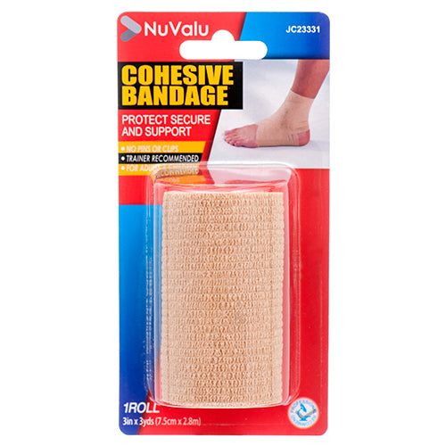 nuvalu bandage cohesive 3in x 3yds - beige  -- 24 per case