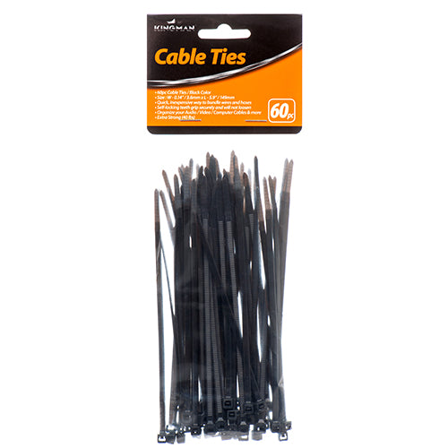 kingman cable ties - 60ct 5.9 x 3.6mm - black  -- 24 per box