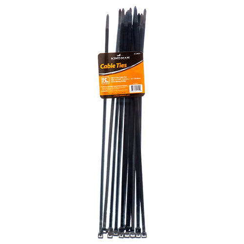 kingman cable ties - 12x4.8mm - 50lbs  - black -- 24 per box