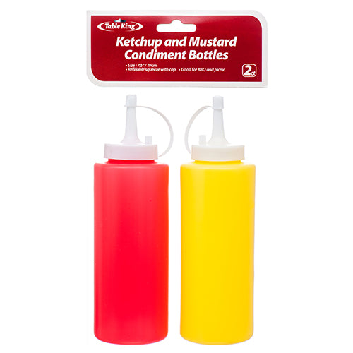 table king ketchup & mustard condiment bottles w/ lids - 2 pack -- 24 per box