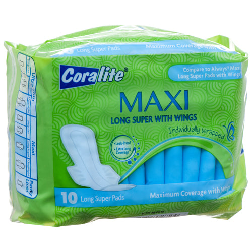 health and beauty maxi pads long super w/ wings -- 24 per case