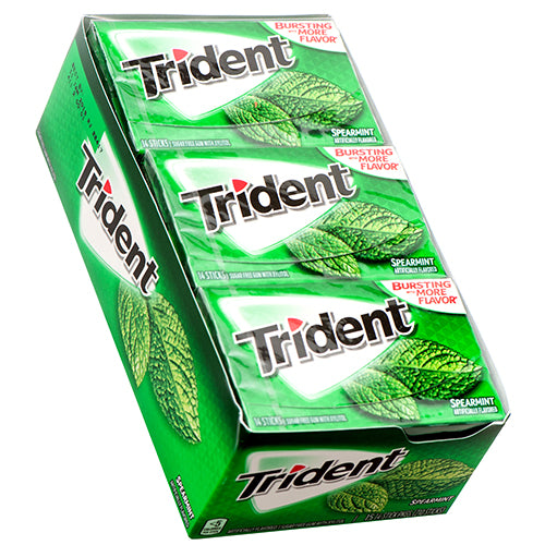 trident spearmint gum - 14 sticks  -- 15 per box