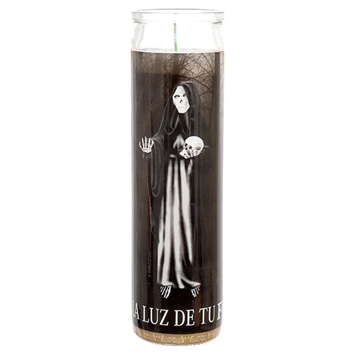 veladora religious candle - santa muerte - black  -- 12 per case