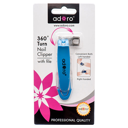 adoro 360 degree nail clipper w nail file asst clr -- 12 per box