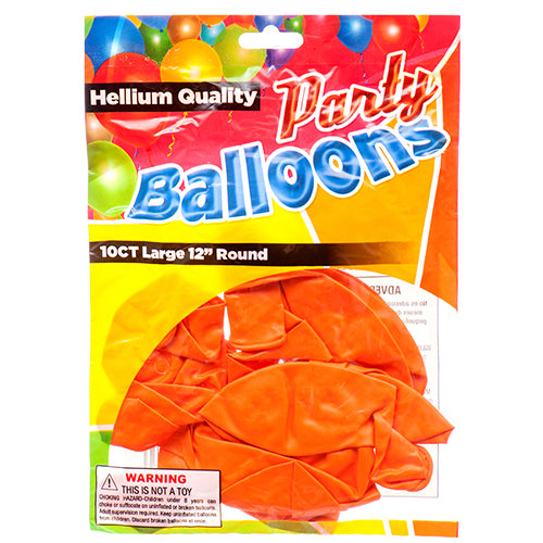 orange balloons - standard size - 10ct -- 12 per box