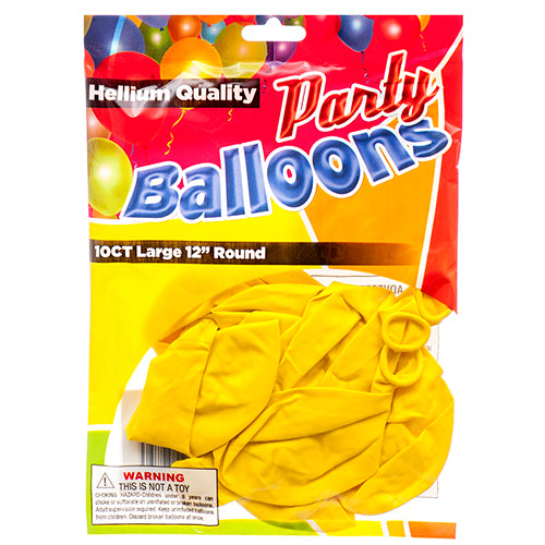 standard yellow balloons 12in - 10 pack - bulk -- 12 per box