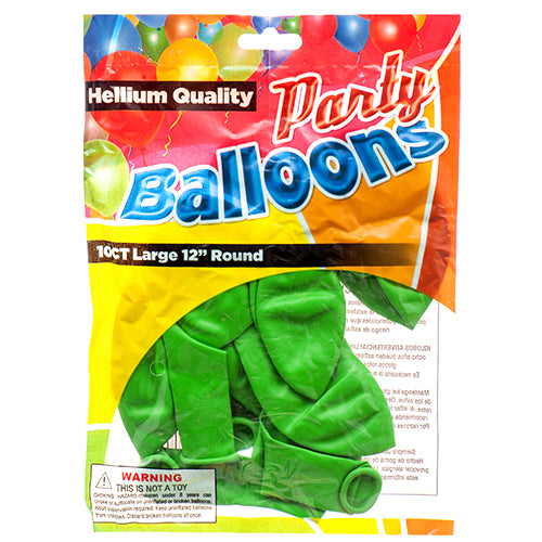 standard green balloons - 12 in - 10ct -- 12 per box