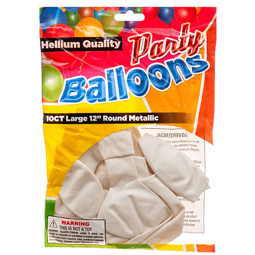 balloon metallic white 12 10ct   -- 12 per box