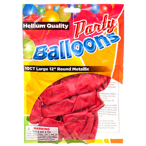 metallic red balloons - 12 inch -- 12 per box