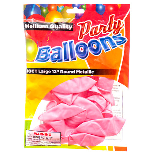 metallic pink 12 in balloons - - 48 packs -- 12 per box