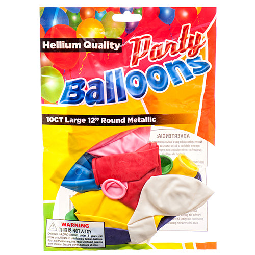 balloon metallic 12 10ct asst clr -- 12 per box