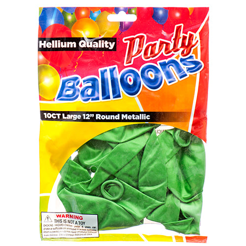 metallic green balloons - 12 - 10ct -- 12 per box