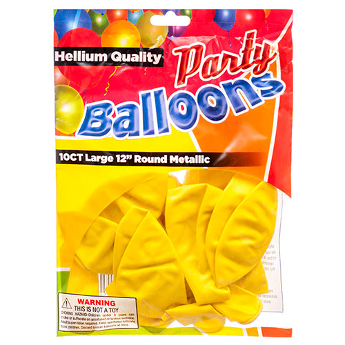 metallic yellow balloons - 12 in  -- 12 per box