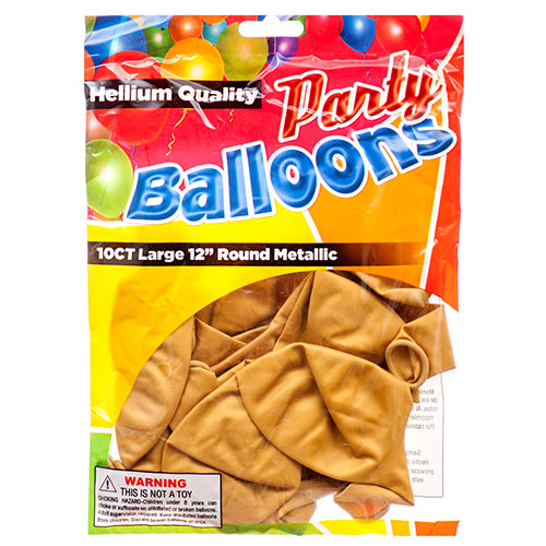 metallic gold balloon - 10ct - 48 pack -  -- 12 per box