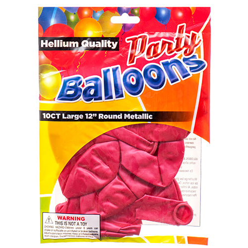 metallic hot pink balloons - 12 in - 48 pack -- 12 per box