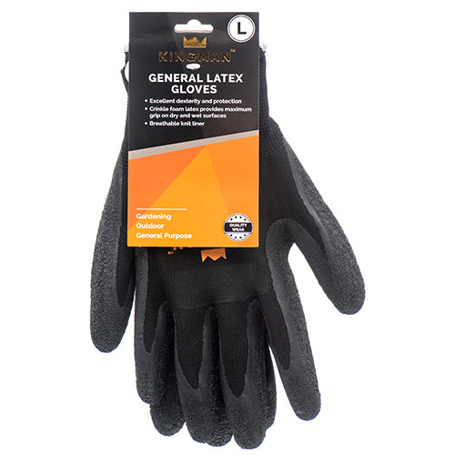 kingman gloves latex - crinkle finish - large -- 12 per box