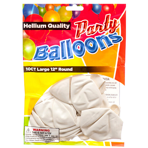 balloon standard white 12 in - 10 pack -- 12 per box