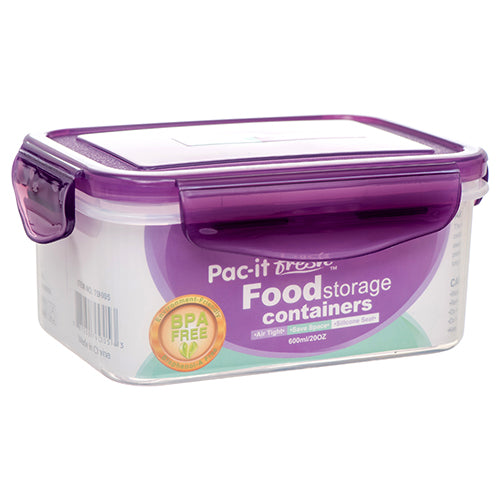 pac it fresh rectangle containers - 600ml / 20oz -- 48 per case