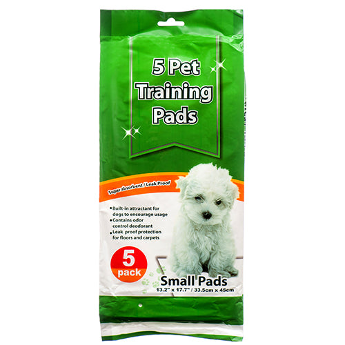 pet training pads - 5 pack - 13.2 x 17.7 -- 24 per case