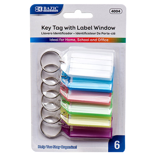 bulk key tags with holder and label window - bazic  -- 24 per box